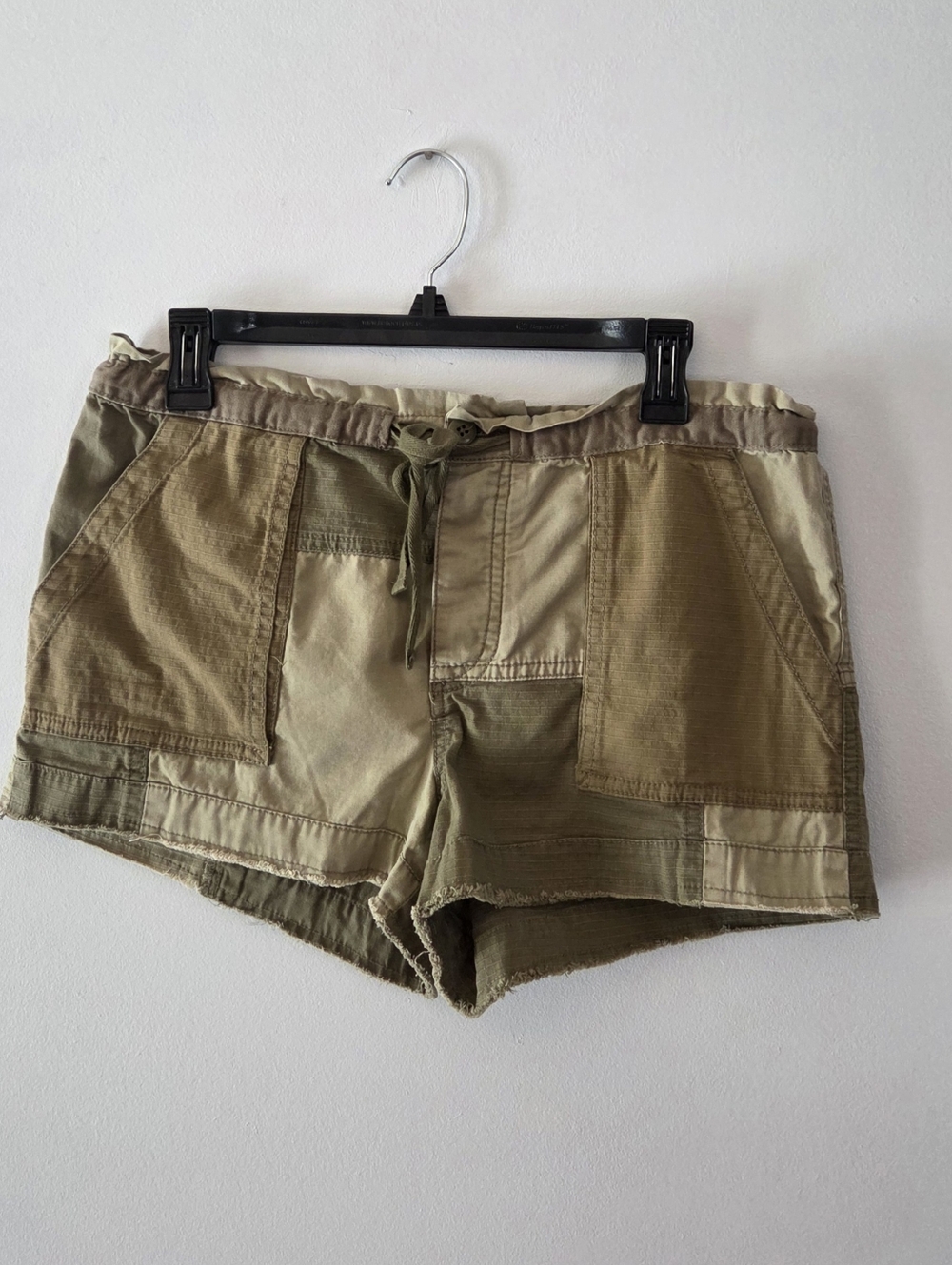 Free People Raw & Blocked Bootcamp Patchwork Drawstring Shorts S